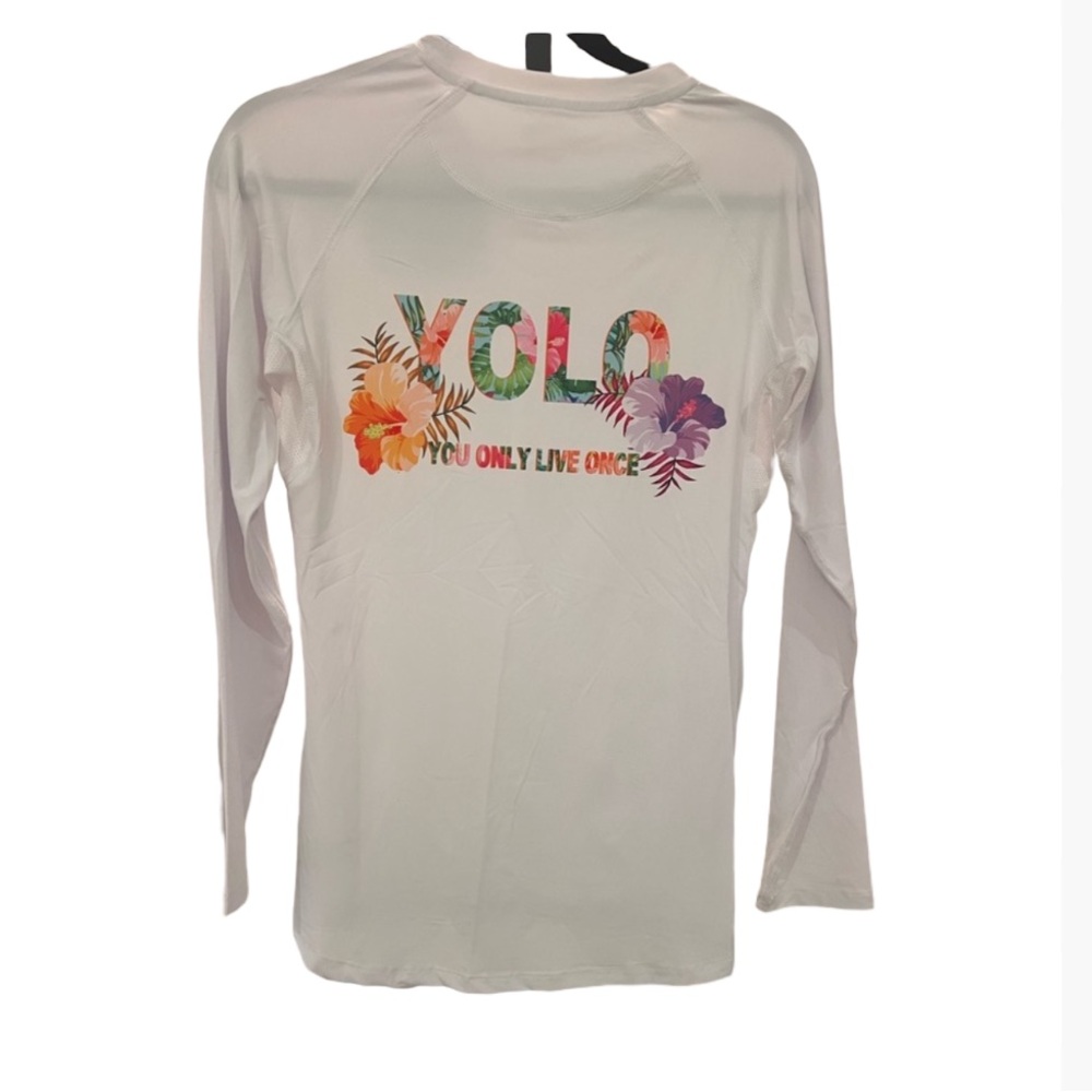YOLO Women's White Long Sleeve Top
